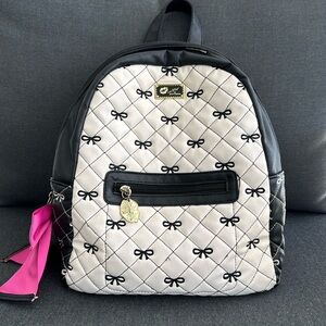 Betsey Johnson Black & White Bow Backpack Purse